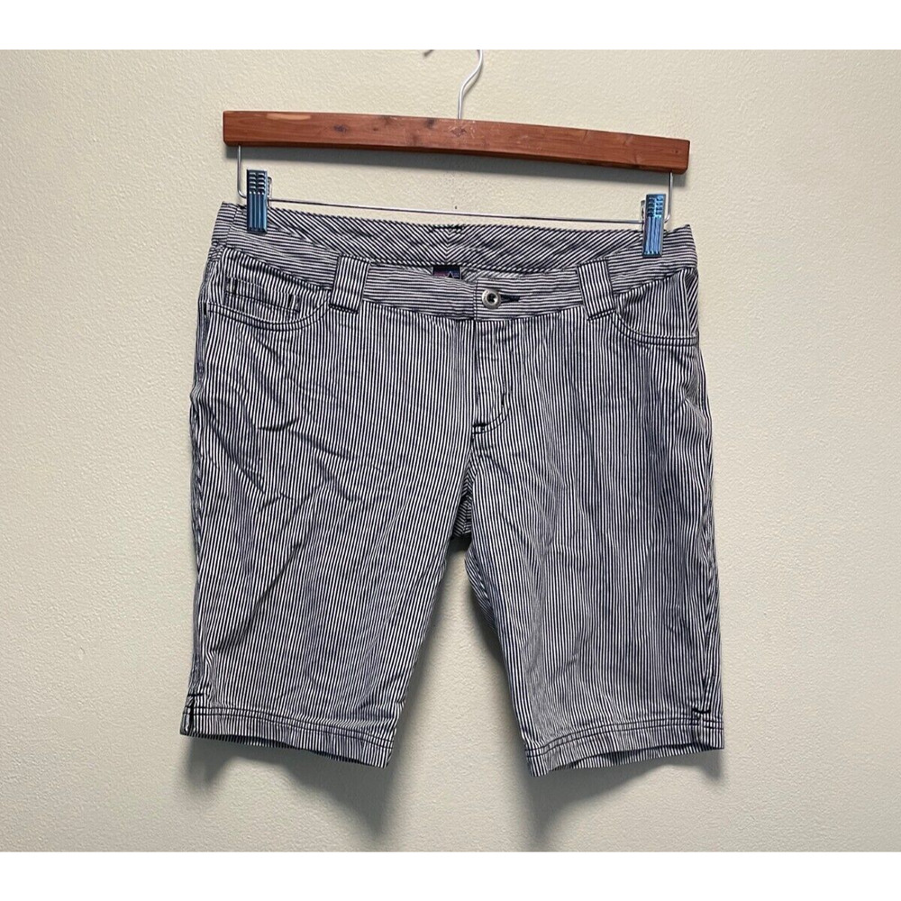Patagonia Navy and White Striped Women's Bermudas